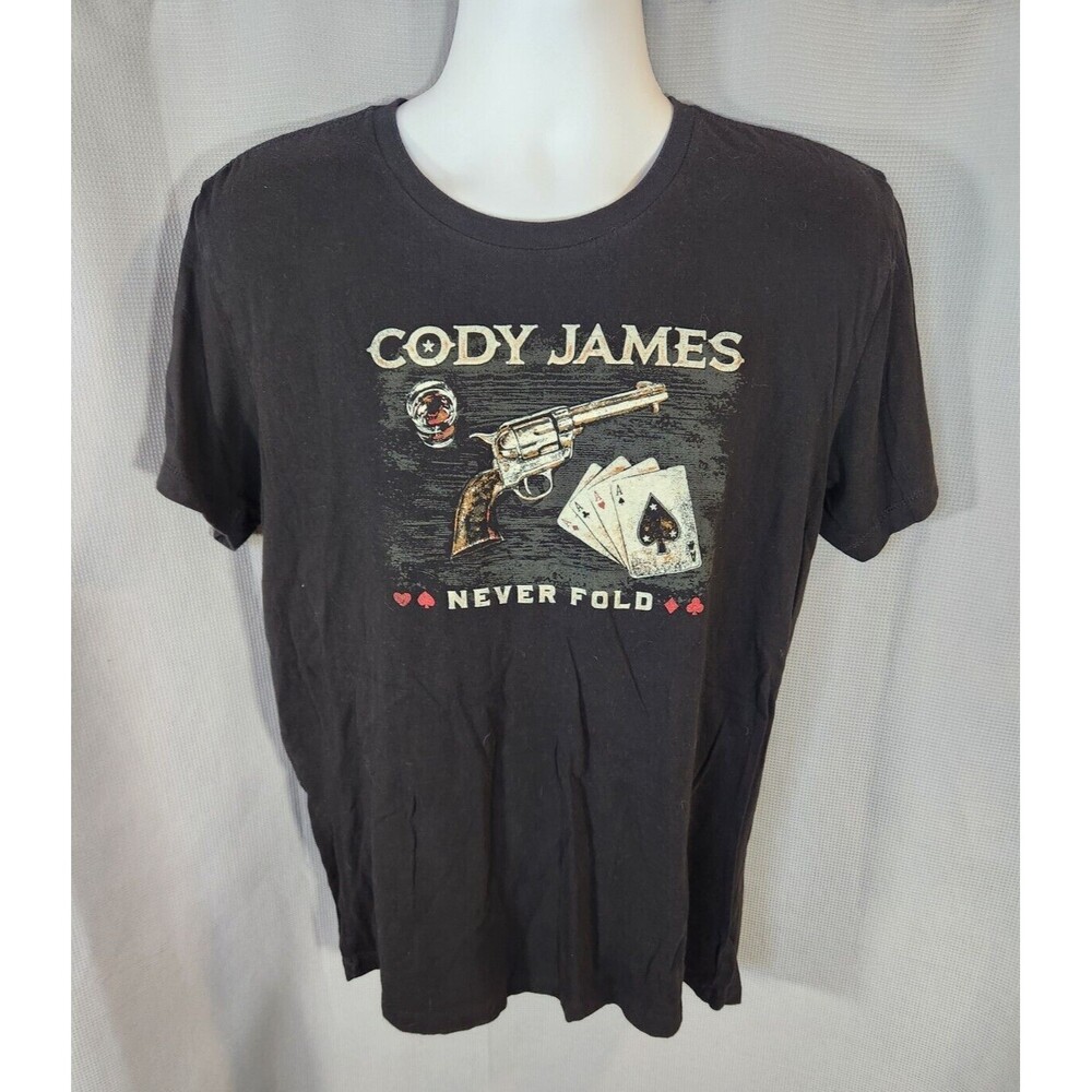 Cody James Men's Guns & Spades Graphic Never Fold T-Shirt Size Large Black